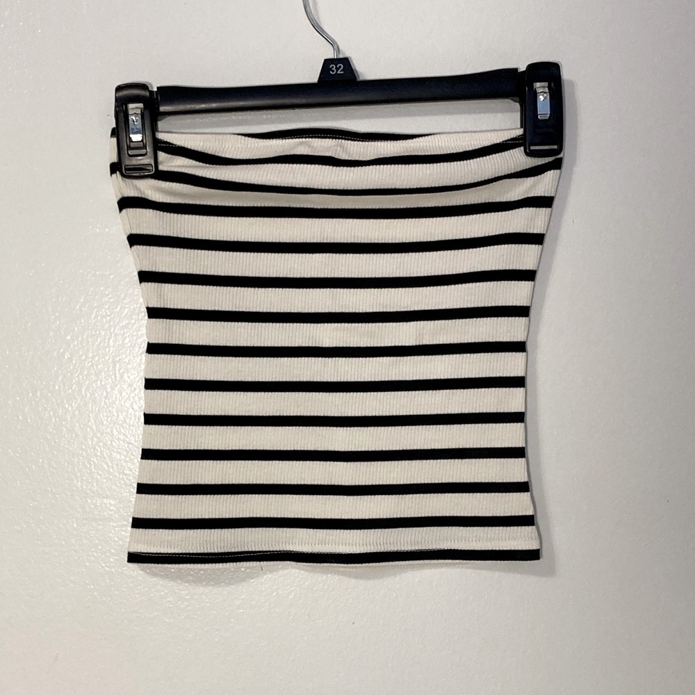 NWOT H&M White and Black Striped Tube Top size small